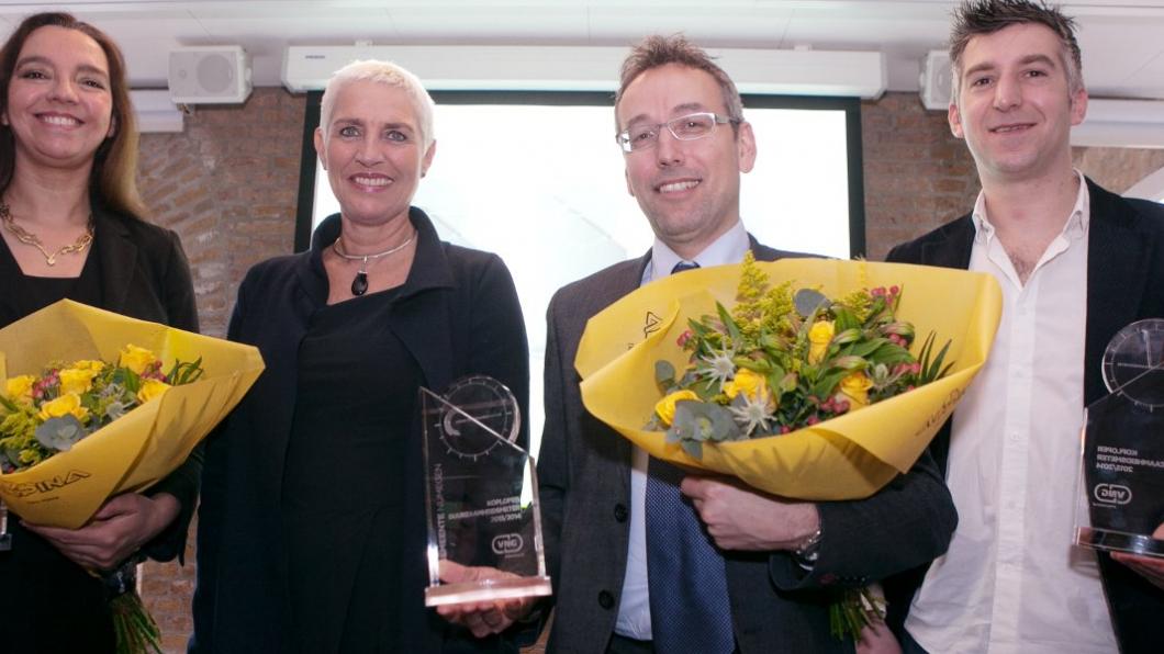 vlnr Isabelle Diks (Leeuwarden), staatssecretaris Mansveld, Jan van der Meer (Nijmegen) en Selçuk Akinci (Breda) vlnr Isabelle Diks (Leeuwarden), staatssecretaris Mansveld, Jan van der Meer (Nijmegen) en Selçuk Akinci (Breda)