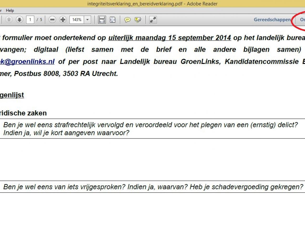 stap 1: klik op "ondertekenen"