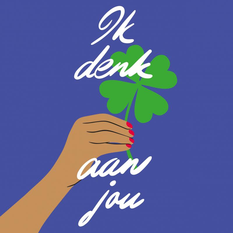 Illustratie van een hand met een klavertje vier